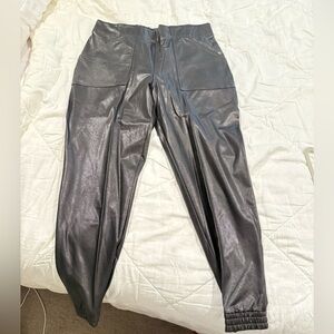 Faux, leather joggers